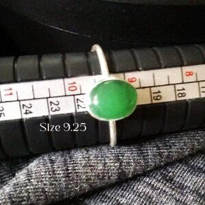 Dainty Minimalist Boho - Feminine Green Jade 9.25 Thumb or Index Finger Ring